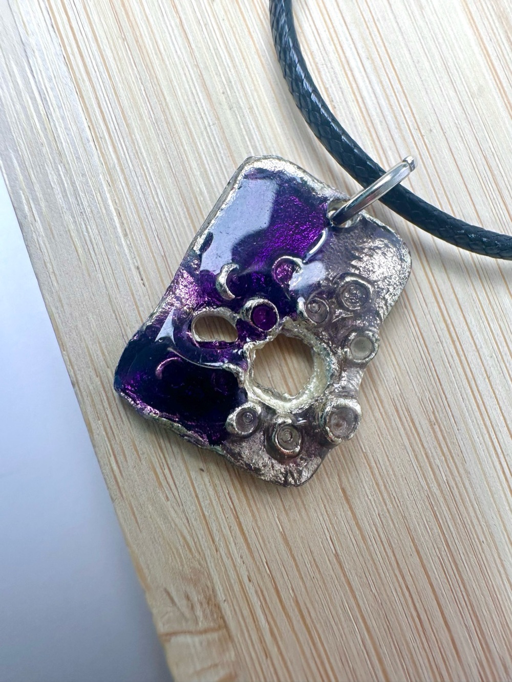 💜Artisan Silver and Purple Pendant Necklace